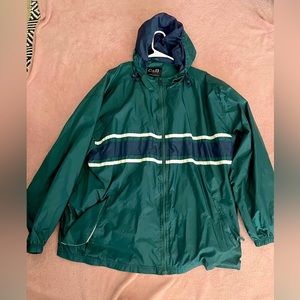 C&B XL green, navy, and white windbreaker